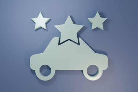 Gray Car sharing icon isolated on purple-blue background. Carsharing sign. Transport rental service concept. Minimalism concept. 3D render illustration.の写真素材