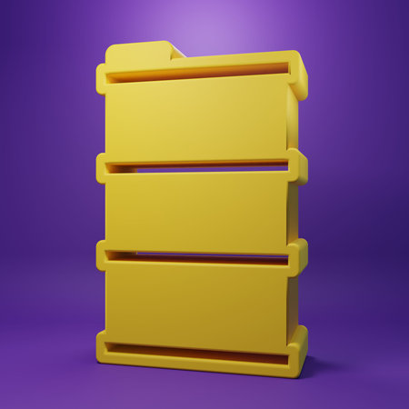 Yellow Barrel oil icon isolated on purple background. Minimalism concept. 3D render illustration.