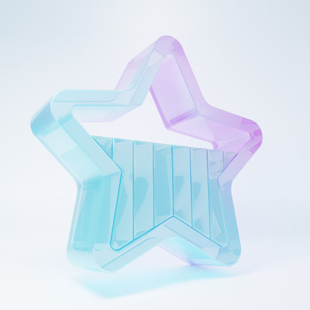 Frosted glass USA Independence day icon isolated on white background. 4th of July. United States of America country. Minimalism concept. 3D render illustration.の写真素材