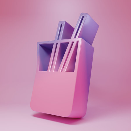 Purple-pink icon isolated on pink background. Minimalism concept. 3D render illustration.の写真素材