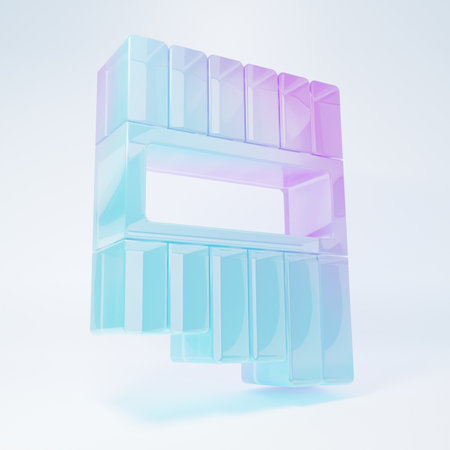 Frosted glass Pan flute icon isolated on white background. Traditional peruvian musical instrument. Zampona. Folk instrument from Peru, Bolivia and Mexico. Minimalism concept. 3D render illustration.の写真素材