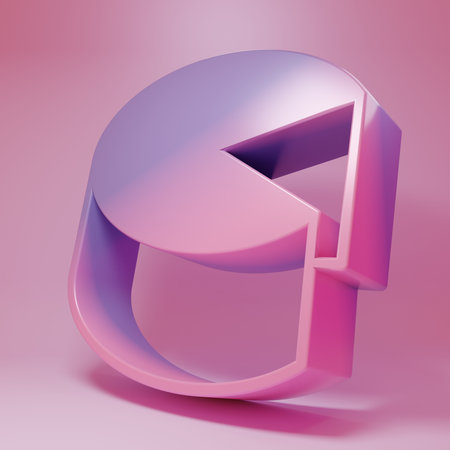 Purple-pink Cheese icon isolated on pink background. Minimalism concept. 3D render illustration.の写真素材