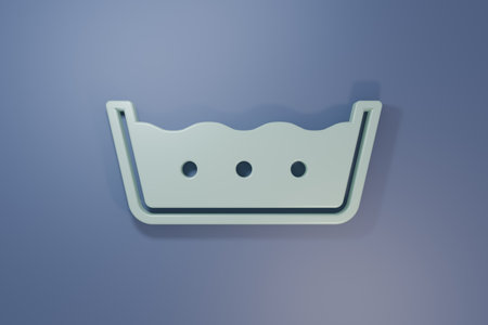 Gray Washing under 50 degrees celsius icon isolated on purple-blue background. Temperature wash. Minimalism concept. 3D render illustration.の写真素材