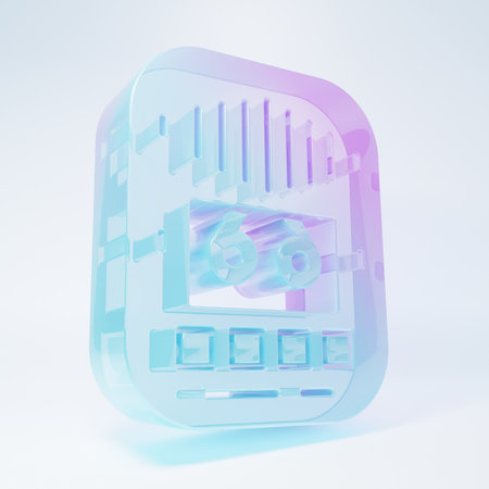 Frosted glass Cassette tape player icon isolated on white background. Vintage audio tape recorder. Minimalism concept. 3D render illustration.の写真素材