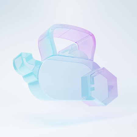 Frosted glass Tea kettle with honey icon isolated on white background. Sweet natural food. Minimalism concept. 3D render illustration.の写真素材