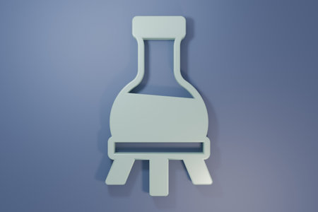 Gray Test tube and flask chemical laboratory test icon isolated on purple-blue background. Laboratory glassware sign. Minimalism concept. 3D render illustration.の写真素材