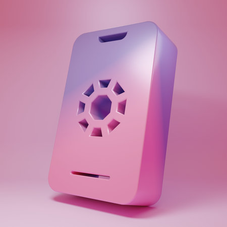 Purple-pink Jewelry online shopping icon isolated on pink background. Minimalism concept. 3D render illustration.の写真素材