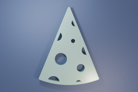 Gray Cheese icon isolated on purple-blue background. Minimalism concept. 3D render illustration.の写真素材
