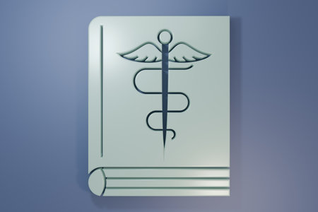 Gray Medical book icon isolated on purple-blue background. Minimalism concept. 3D render illustration.の写真素材