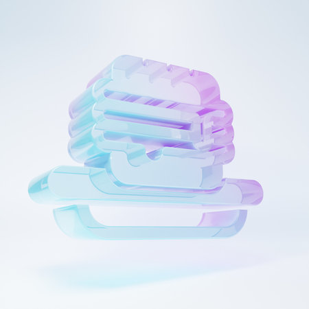 Frosted glass Junk food icon isolated on white background. Prohibited hot dog. No Fast food sign. Minimalism concept. 3D render illustration.の写真素材