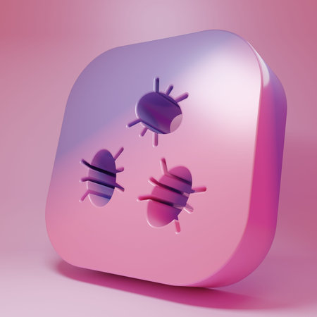 Purple-pink Bacteria icon isolated on pink background. Bacteria and germs, microorganism disease...