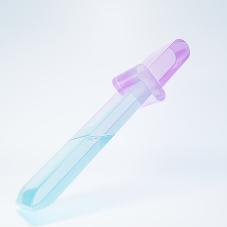 Frosted glass Pipette icon isolated on white background. Element of medical, chemistry lab equipment. Medicine symbol. Minimalism concept. 3D render illustration.の写真素材