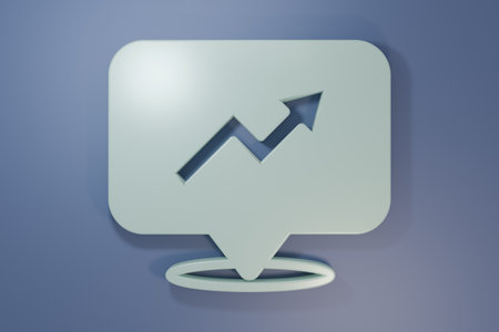 Gray Financial growth increase icon isolated on purple-blue background. Increasing revenue. Minimalism concept. 3D render illustration.の写真素材