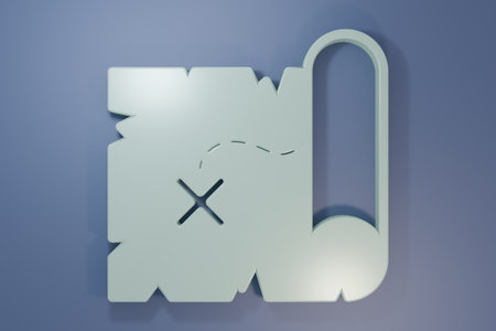 Gray Pirate treasure map icon isolated on purple-blue background. Minimalism concept. 3D render illustration.の写真素材