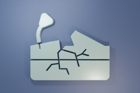 Gray Earthquake icon isolated on purple-blue background. Minimalism concept. 3D render illustration.の写真素材