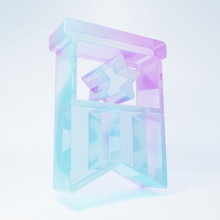 Frosted glass American flag icon isolated on white background. Flag of USA. United States of America. Minimalism concept. 3D render illustration.の写真素材