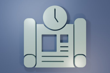 Gray Business project time plan icon isolated on purple-blue background. Minimalism concept. 3D render illustration.の写真素材