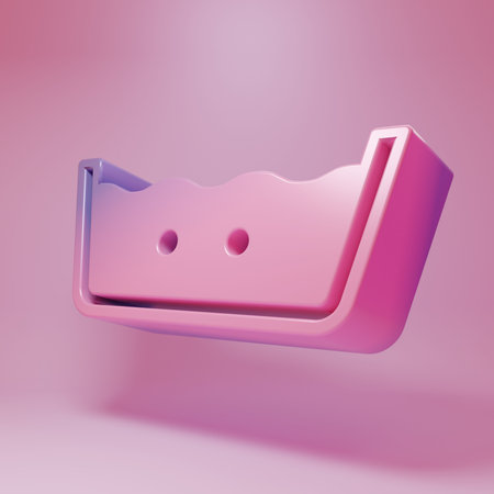 Purple-pink Washing under 40 degrees celsius icon isolated on pink background. Temperature wash. Minimalism concept. 3D render illustration.の写真素材