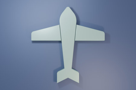 Gray Jet fighter icon isolated on purple-blue background. Minimalism concept. 3D render illustration.の写真素材