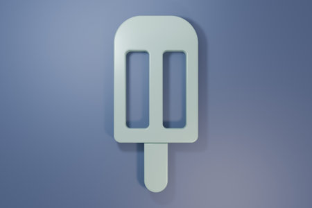 Gray Ice cream icon isolated on purple-blue background. Sweet symbol. Minimalism concept. 3D render illustration.の写真素材