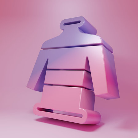 Purple-pink Christmas sweater with Norwegian ornaments and holidays decorations icon isolated on pink background. Knitted winter jumper. 3D render illustration.の写真素材