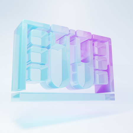 Frosted glass Test tube with water drop icon isolated on white background. Minimalism concept. 3D render illustration.の写真素材