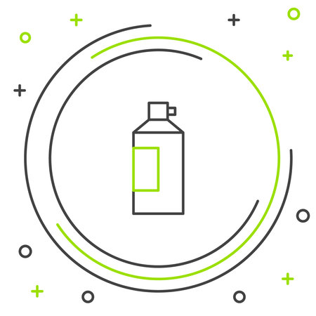 Line Whipped cream in an aerosol can icon isolated on white background. Sweet dairy product. Milk product and sweet symbol. Colorful outline concept. Vector.のイラスト素材