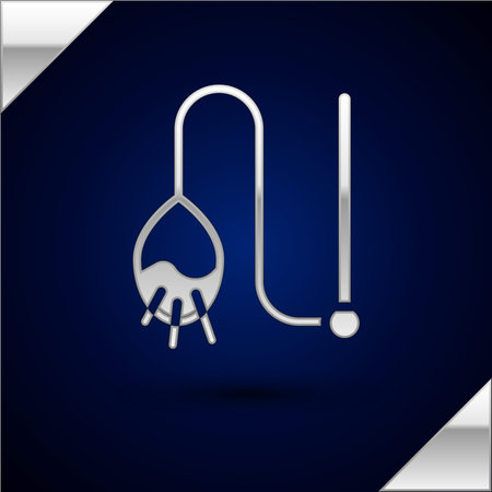 Silver Pet cat toy icon isolated on dark blue background. Vector.のイラスト素材