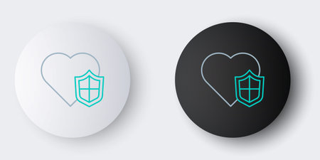 Line Life insurance with shield icon isolated on gray background. Security, safety, protection, protect concept. Colorful outline concept. Vector.のイラスト素材