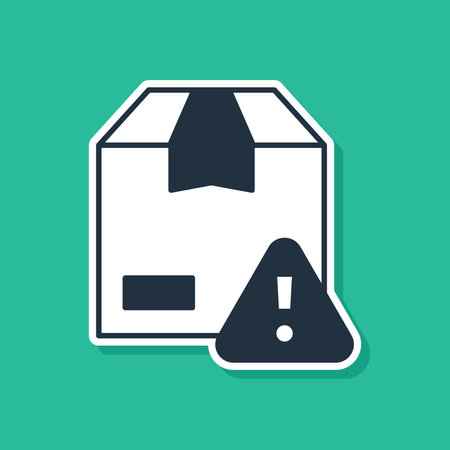 Blue Delivery security with shield icon isolated on green background. Delivery insurance. Insured cardboard boxes beyond the shield. Vector.のイラスト素材