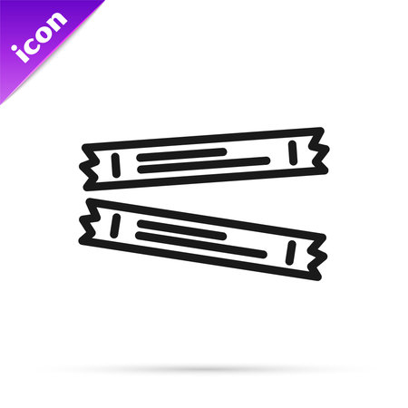 Black line Sugar stick packets icon isolated on white background. Blank individual package for bulk food products as coffee, salt, spices. Vector.のイラスト素材