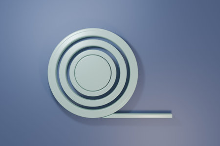 Gray icon isolated on purple-blue background. Roll of adhesive tape for work and repair. Sticky packing tape. Office tool and stuff. Minimalism concept. 3D render illustration.の写真素材