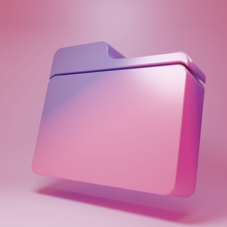 Purple-pink Document folder icon isolated on pink background. Accounting binder symbol. Bookkeeping...