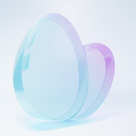 Frosted glass Chicken egg icon isolated on white background. Minimalism concept. 3D render...