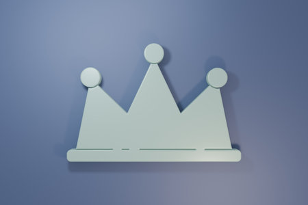 Gray Crown icon isolated on purple-blue background. Minimalism concept. 3D render illustration.の写真素材