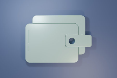 Gray Wallet icon isolated on purple-blue background. Purse icon. Cash savings symbol. Minimalism concept. 3D render illustration.の写真素材