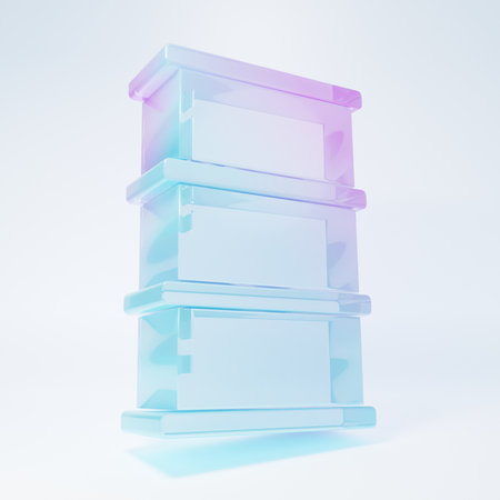 Frosted glass Barrel oil icon isolated on white background. Minimalism concept. 3D render illustration.の写真素材