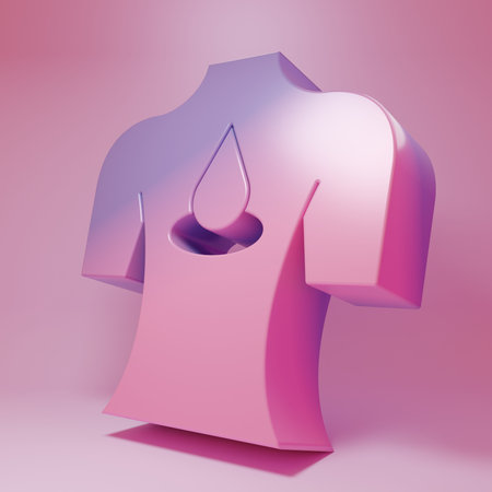 Purple-pink Massage with aroma oils icon isolated on pink background. Relaxing, leisure. Minimalism concept. 3D render illustration.の写真素材