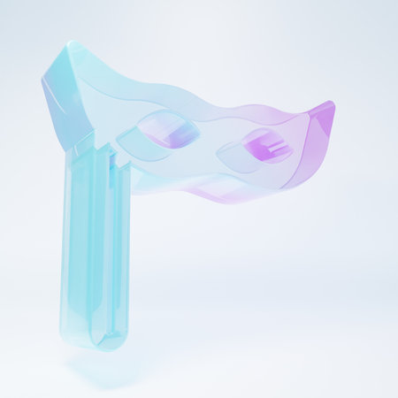 Frosted glass Festive mask icon isolated on white background. Merry Christmas and Happy New Year. Minimalism concept. 3D render illustration.の写真素材