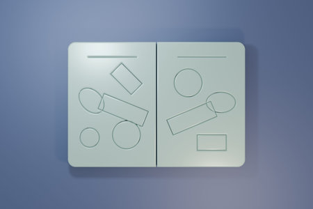 Gray pages icon isolated on purple-blue background. Opened with custom stamps. Travel concept....