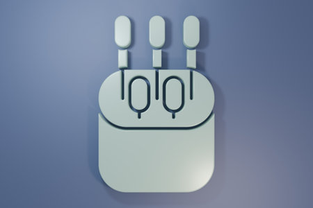 Gray Cotton swab for ears icon isolated on purple-blue background. Minimalism concept. 3D render illustration.の写真素材