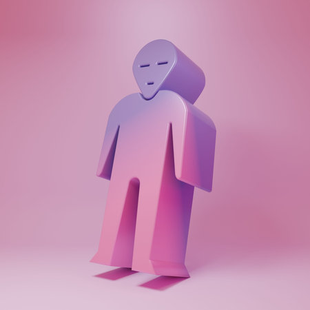 Purple-pink Alien icon isolated on pink background. Extraterrestrial alien face or head symbol....