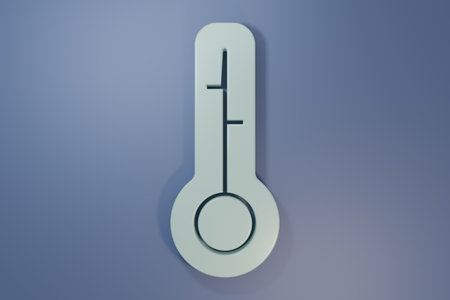 Gray Meteorology thermometer measuring icon isolated on purple-blue background. Thermometer equipment showing hot or cold weather. Minimalism concept. 3D render illustration.の写真素材
