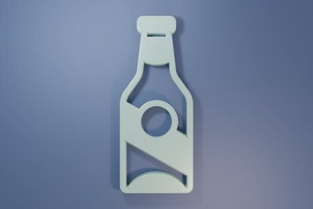 Gray Beer bottle icon isolated on purple-blue background. Minimalism concept. 3D render illustration.の写真素材