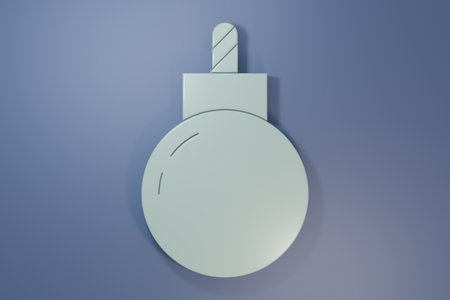 Gray Bomb ready to explode icon isolated on purple-blue background. Minimalism concept. 3D render illustration.の写真素材