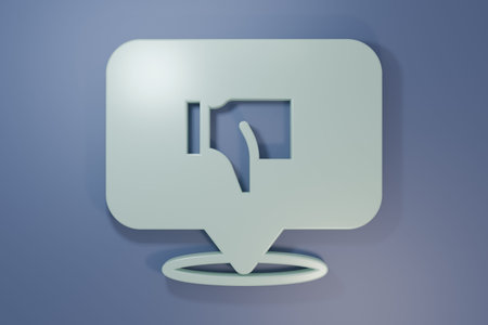 Gray symbol in speech bubble icon isolated on purple-blue background. Minimalism concept. 3D render...