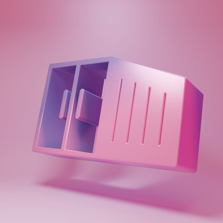 Container icon isolated on pink background. Minimalism concept. 3D render illustration.