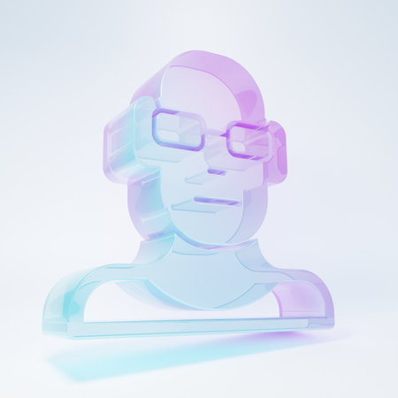 Frosted glass Poor eyesight and corrected vision with optical glasses icon isolated on white background. Minimalism concept. 3D render illustration.の写真素材