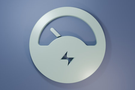 Gray Ampere meter, multimeter, voltmeter icon isolated on purple-blue background. Instruments for measurement of electric current. Minimalism concept. 3D render illustration.の写真素材