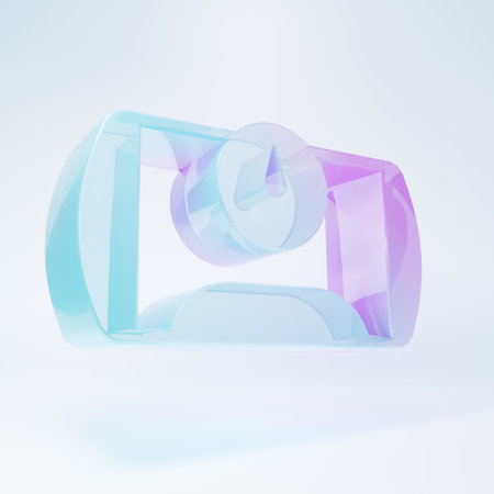 Frosted glass Gas tank for vehicle icon isolated on white background. Gas tanks are installed in a car. Minimalism concept. 3D render illustration.の写真素材